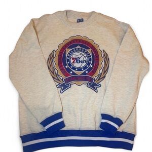 NBA Philadelphia 76ers Cream and Blue Crewneck Sweater
